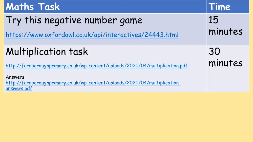 maths task try this negative number game