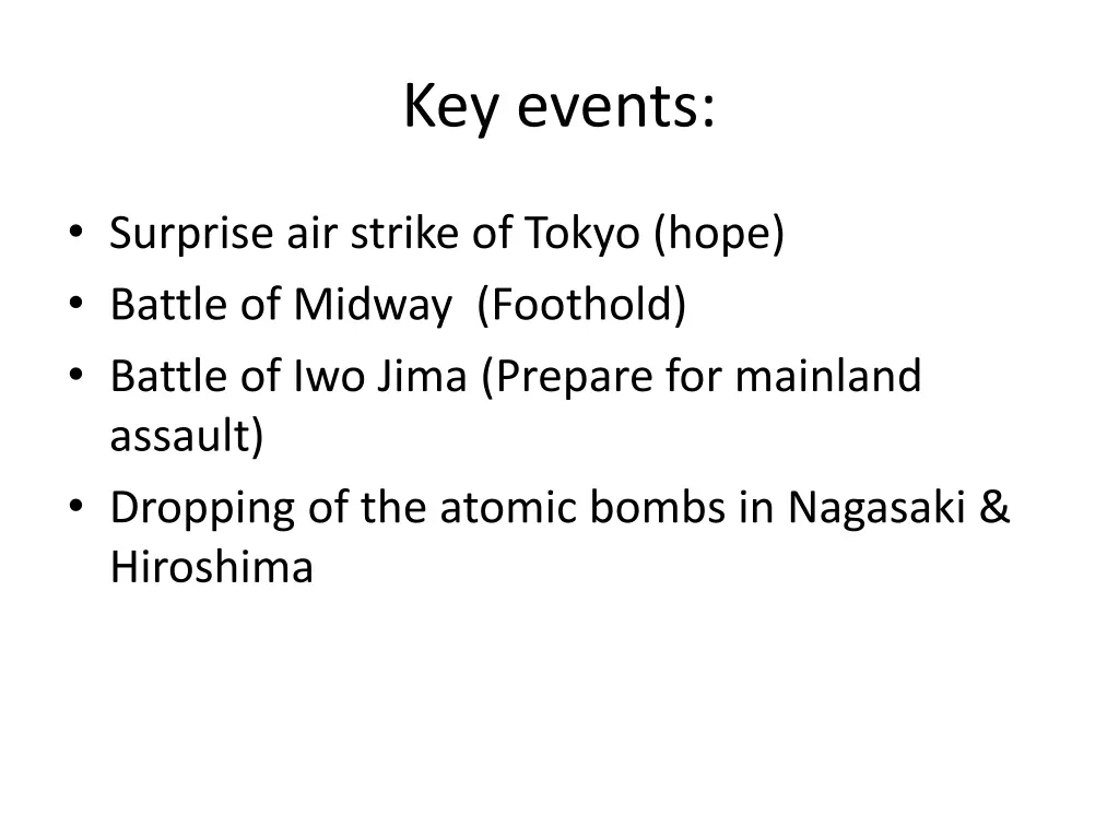 key events