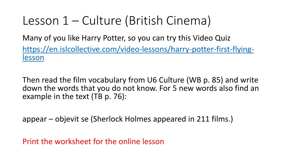 lesson 1 culture british cinema