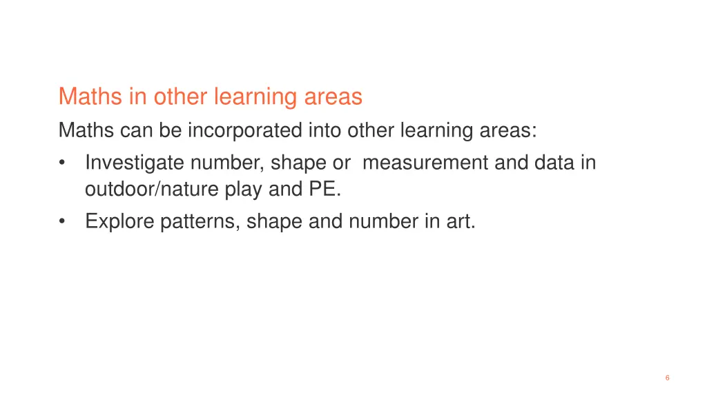 maths in other learning areas