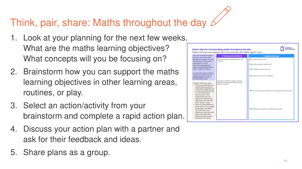 think pair share maths throughout the day