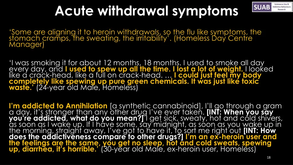 acute withdrawal symptoms