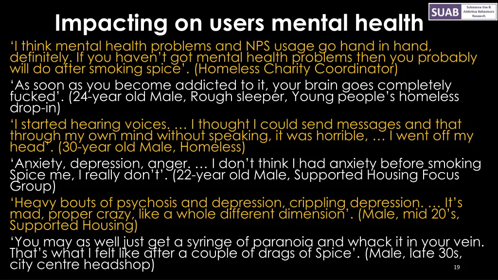 impacting on users mental health i think mental