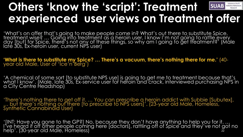 others know the script treatment experienced user