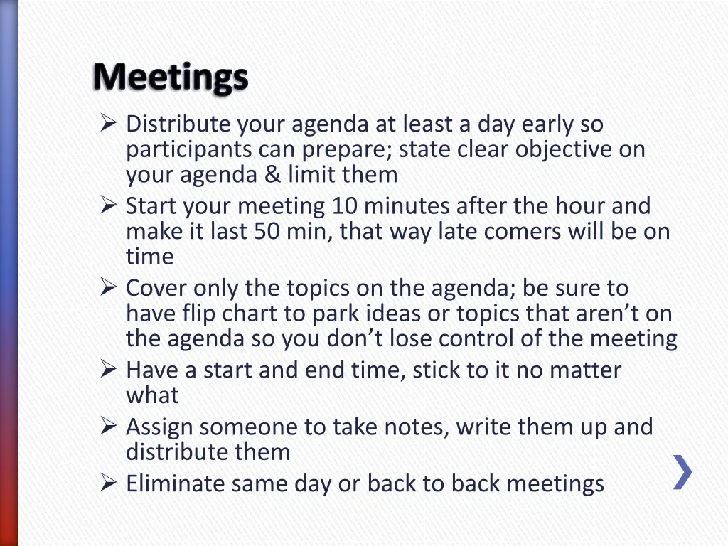 meetings distribute your agenda at least