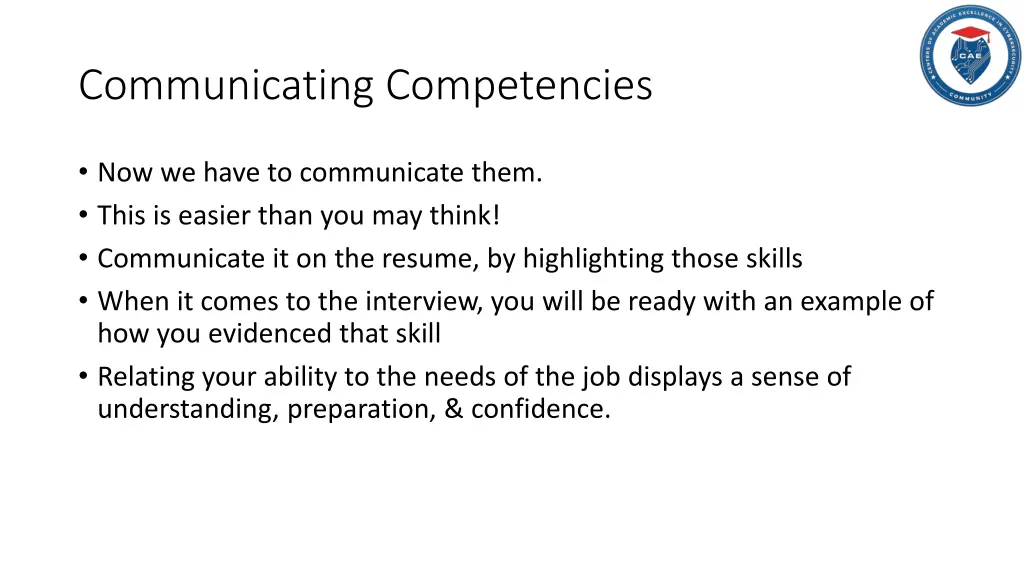 communicating competencies