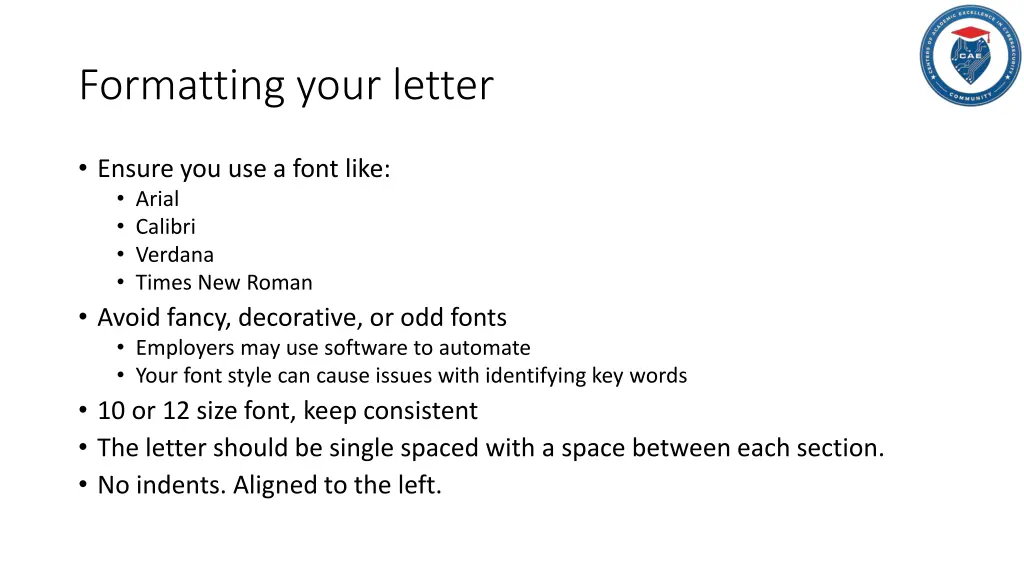 formatting your letter