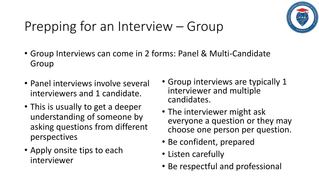 prepping for an interview group