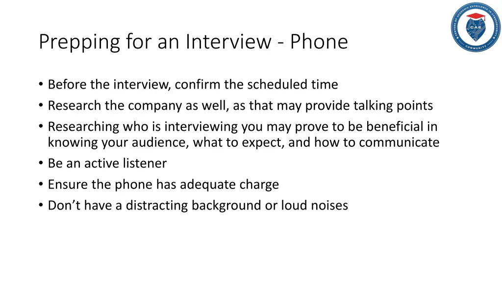 prepping for an interview phone