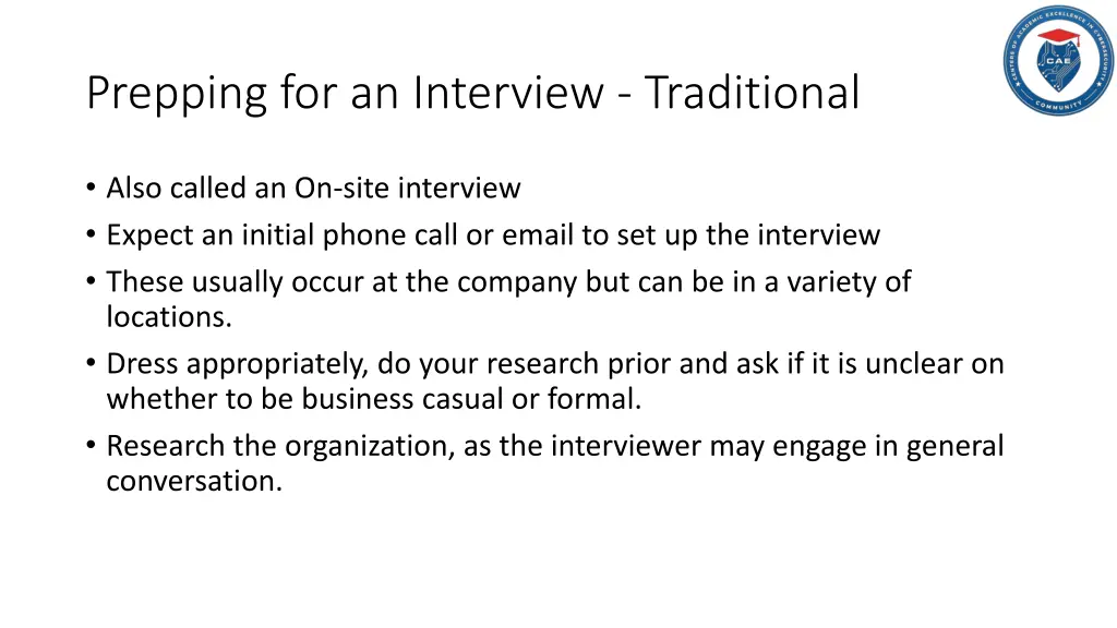 prepping for an interview traditional