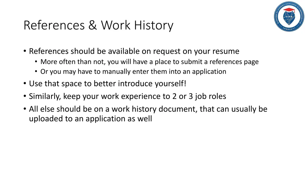 references work history