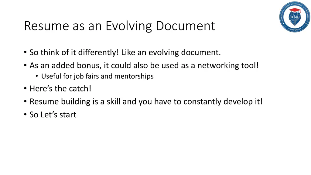 resume as an evolving document