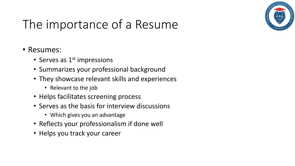 the importance of a resume