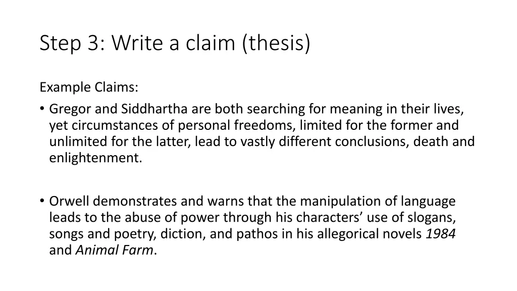 step 3 write a claim thesis