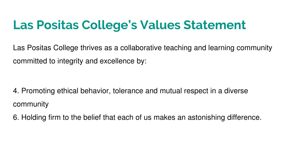 las positas college s values statement