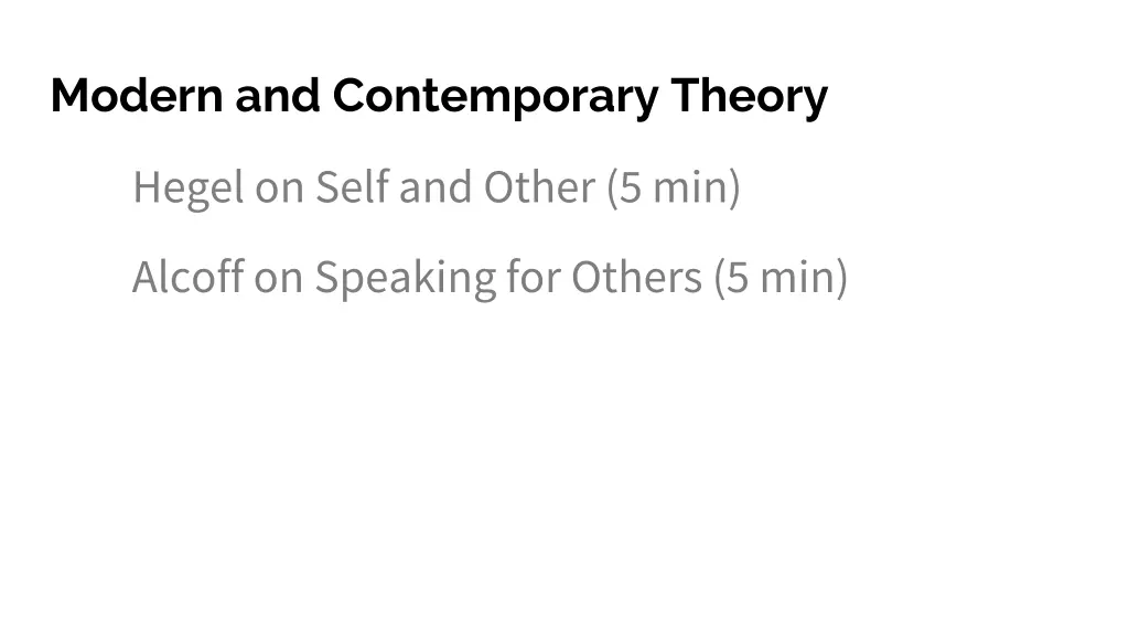 modern and contemporary theory