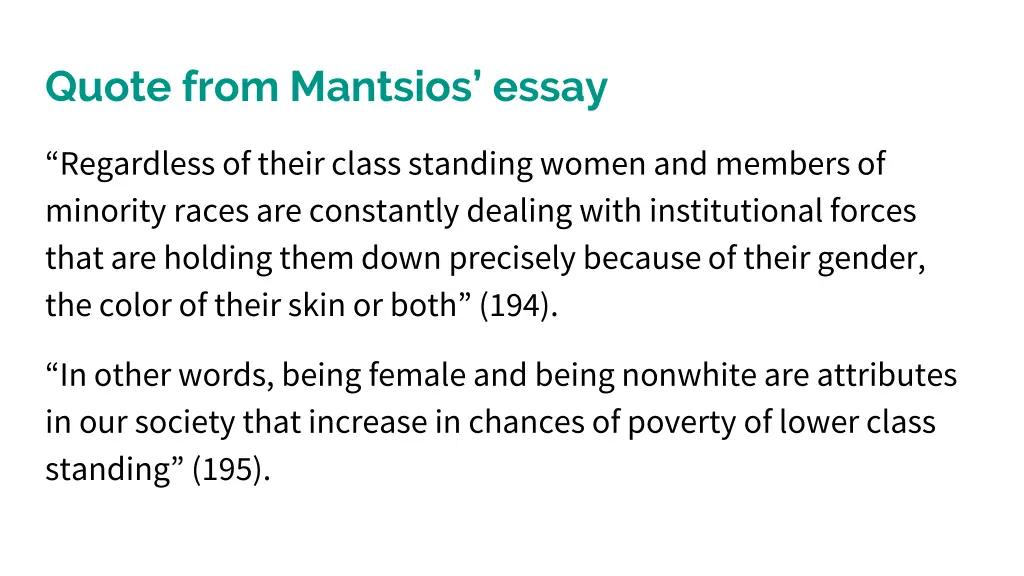 quote from mantsios essay