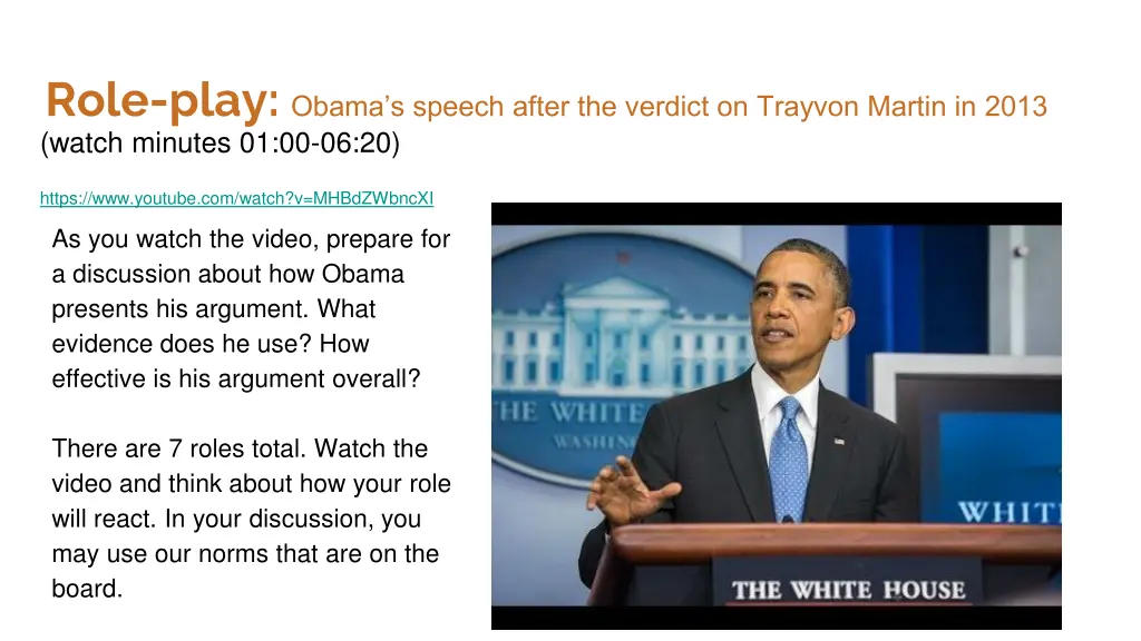 role play obama s speech after the verdict