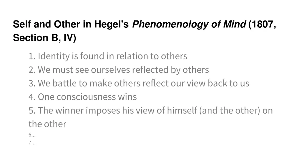 self and other in hegel s phenomenology of mind