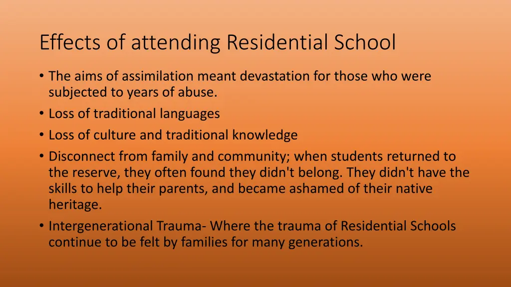 effects of attending residential school