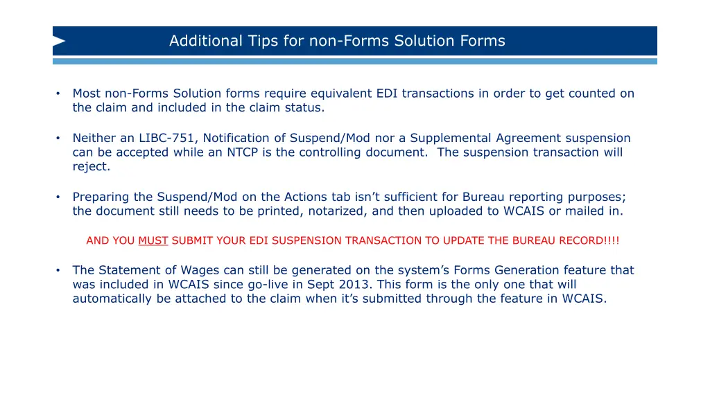 additional tips for non forms solution forms