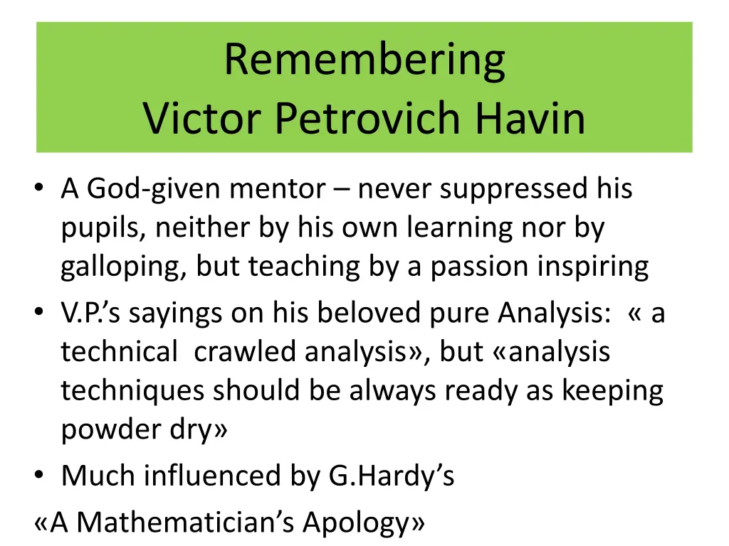 remembering victor petrovich havin