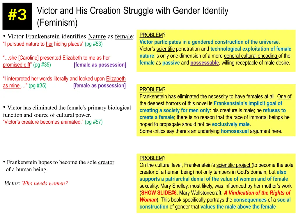 victor and his creation struggle with gender