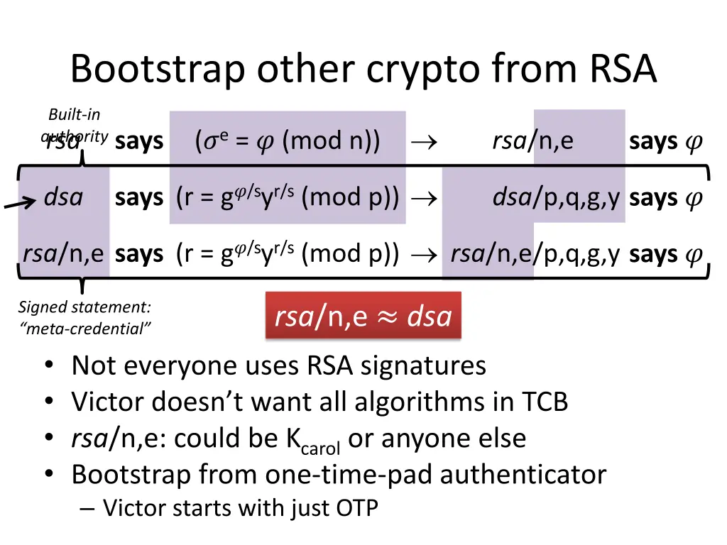 bootstrap other crypto from rsa