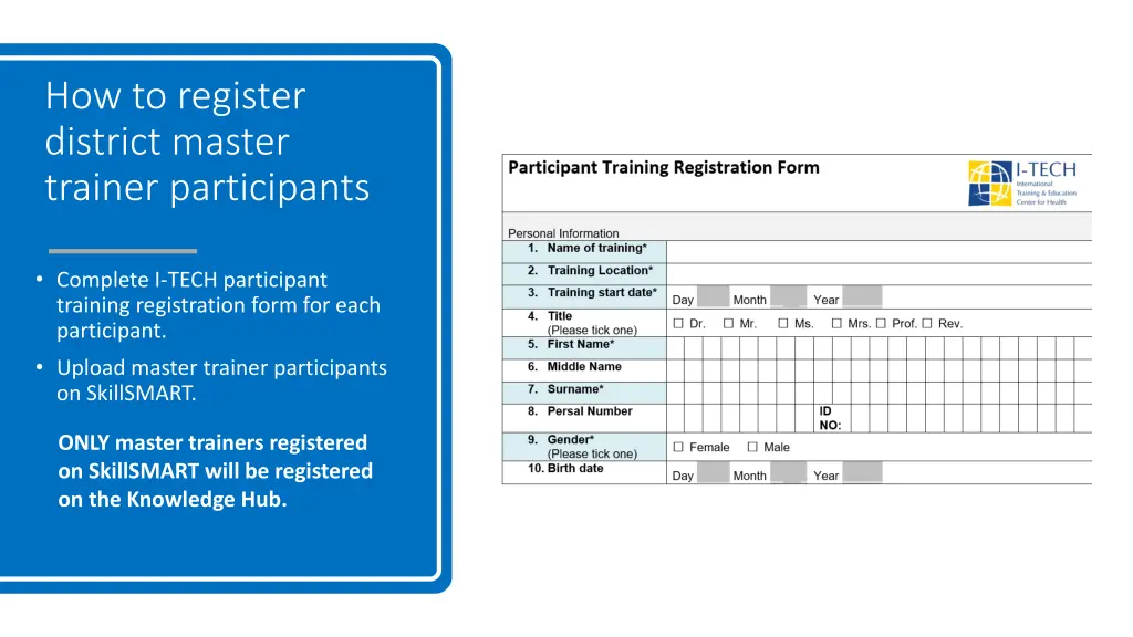 how to register district master trainer