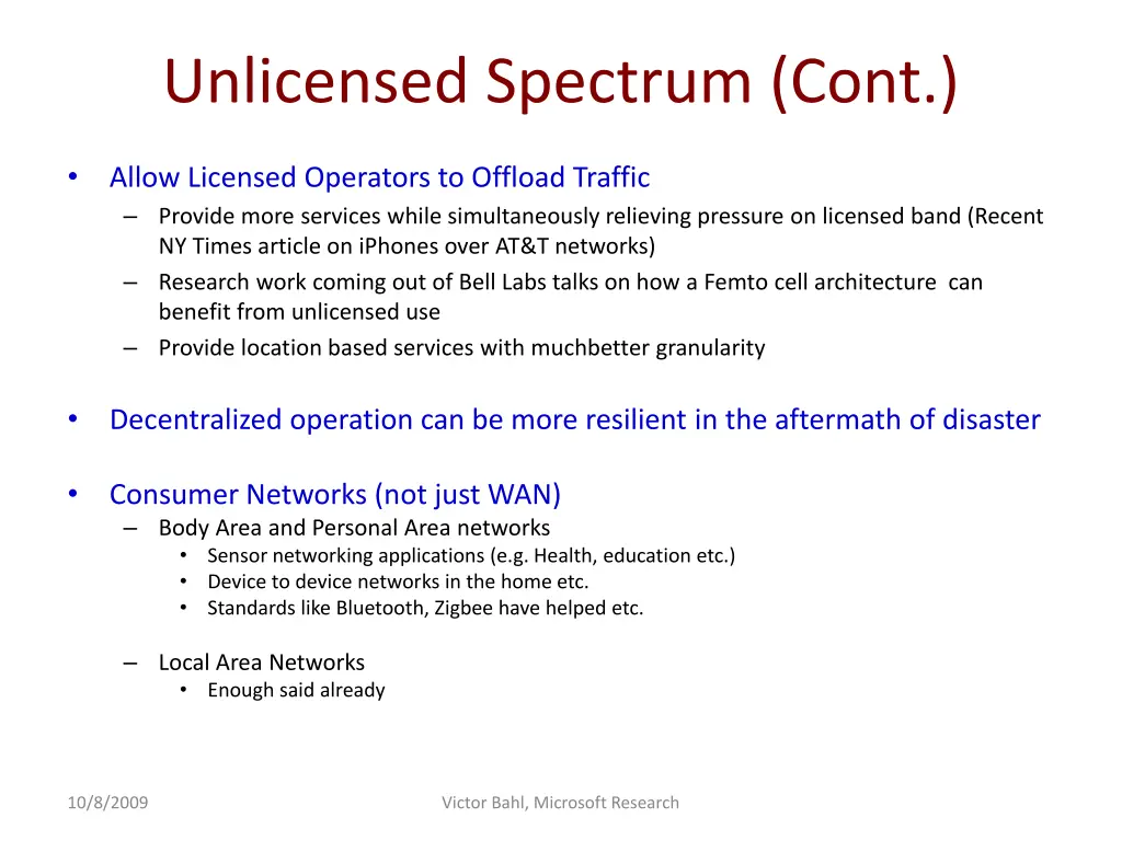 unlicensed spectrum cont