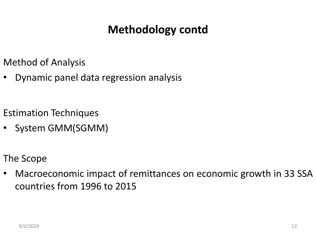 methodology contd