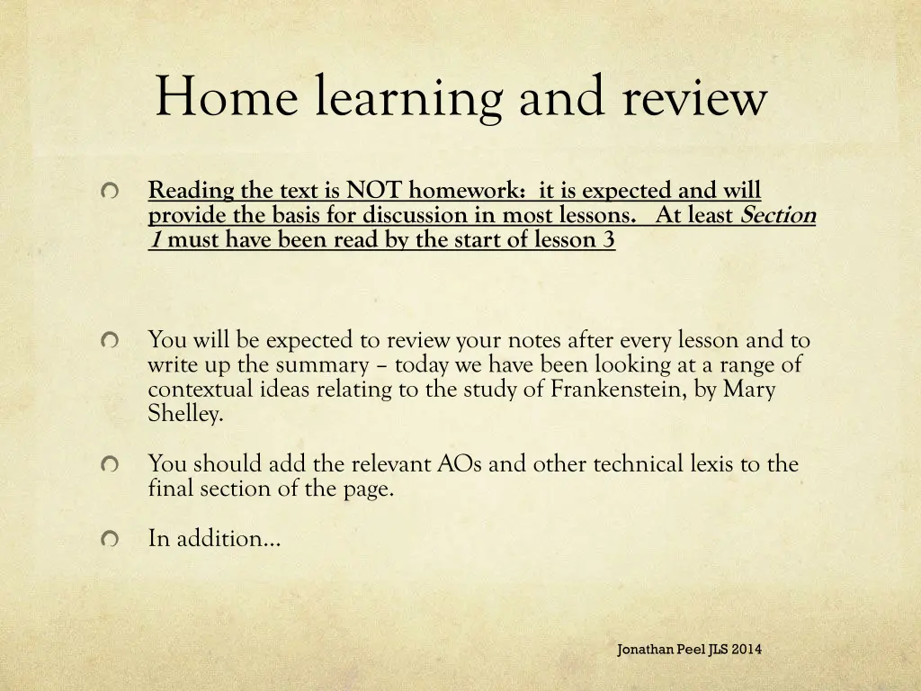 home learning and review