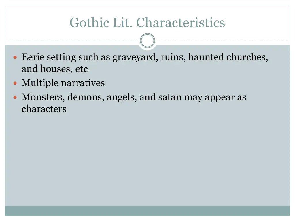 gothic lit characteristics