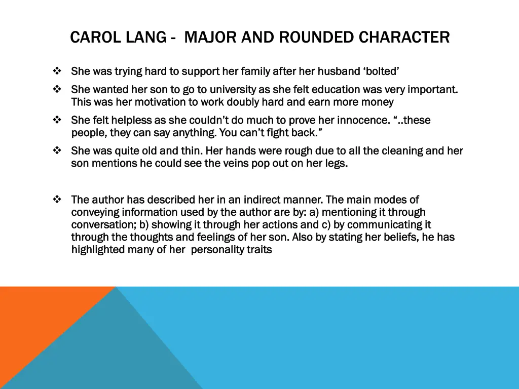 carol lang major and rounded character