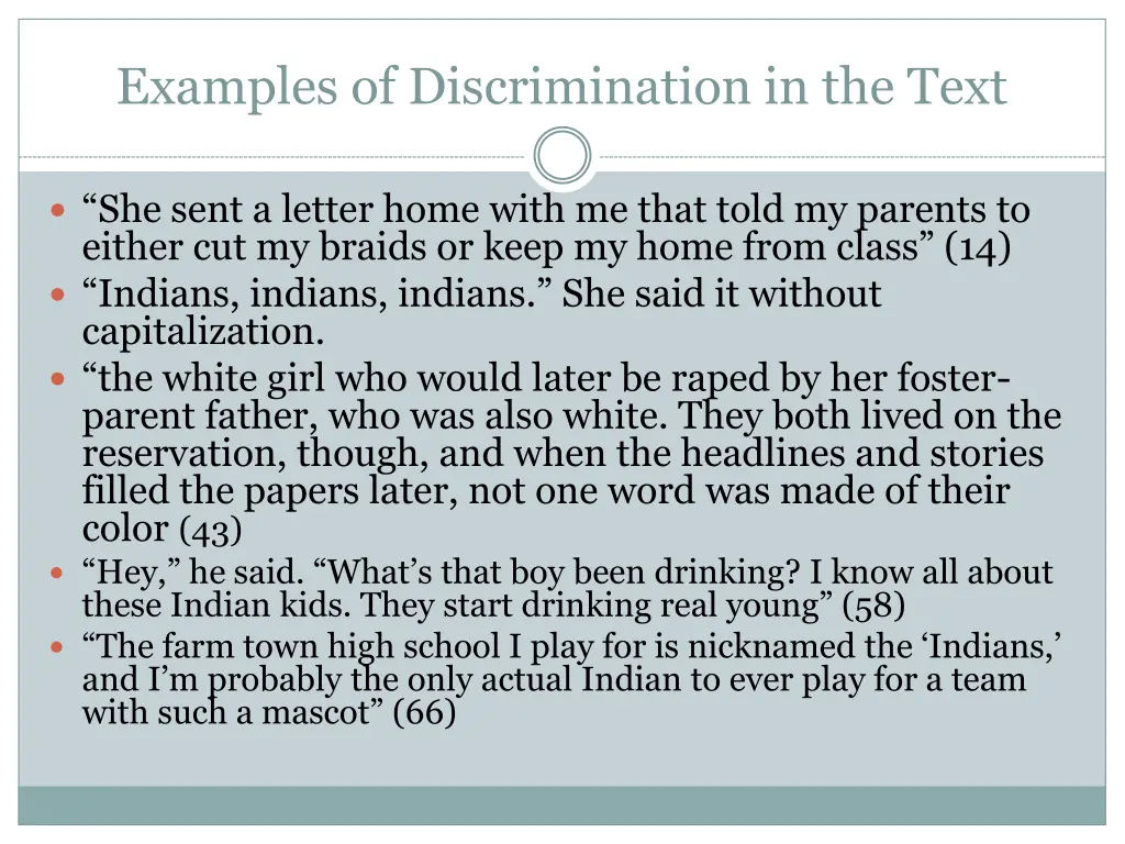 examples of discrimination in the text