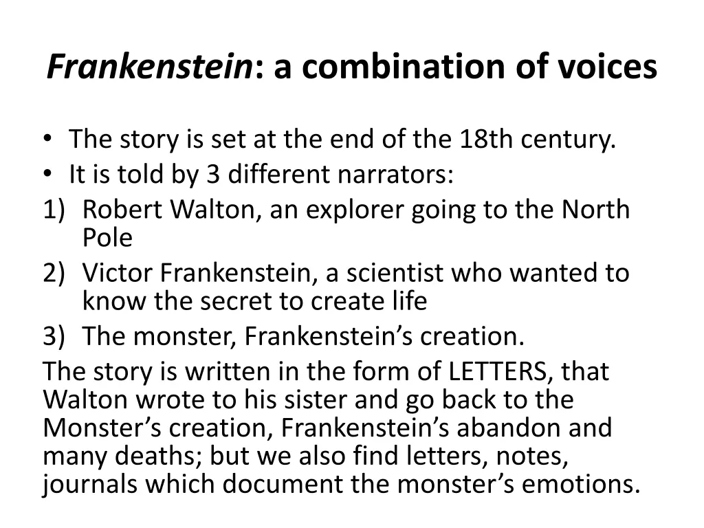 frankenstein a combination of voices