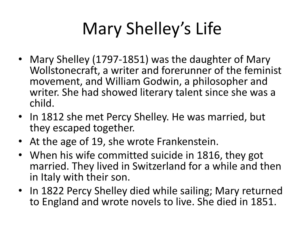 mary shelley s life