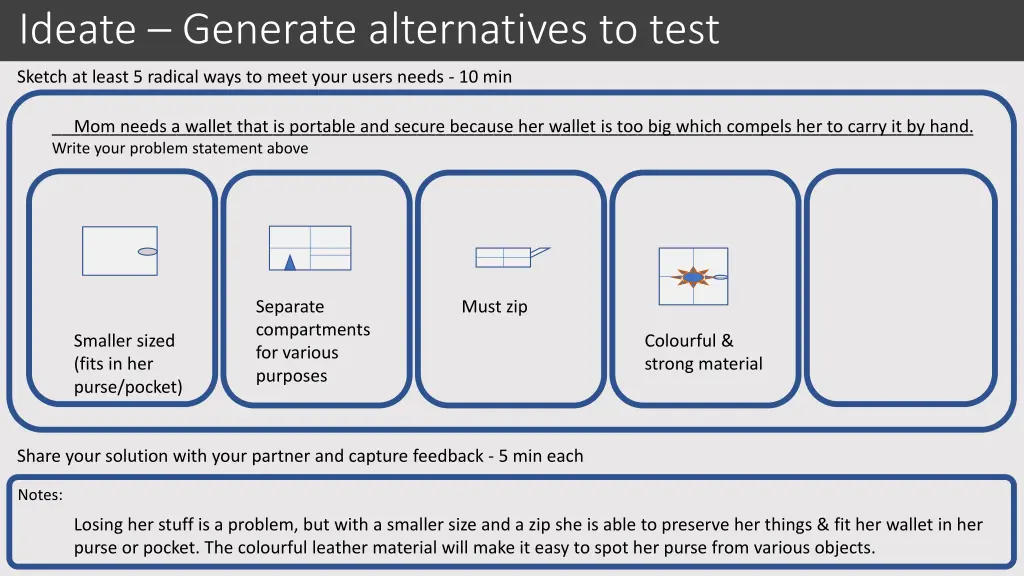 ideate generate alternatives to test