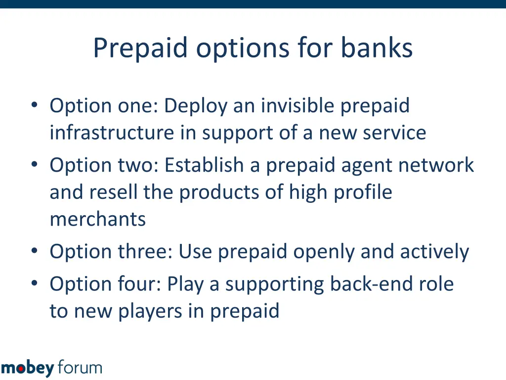 prepaid options for banks