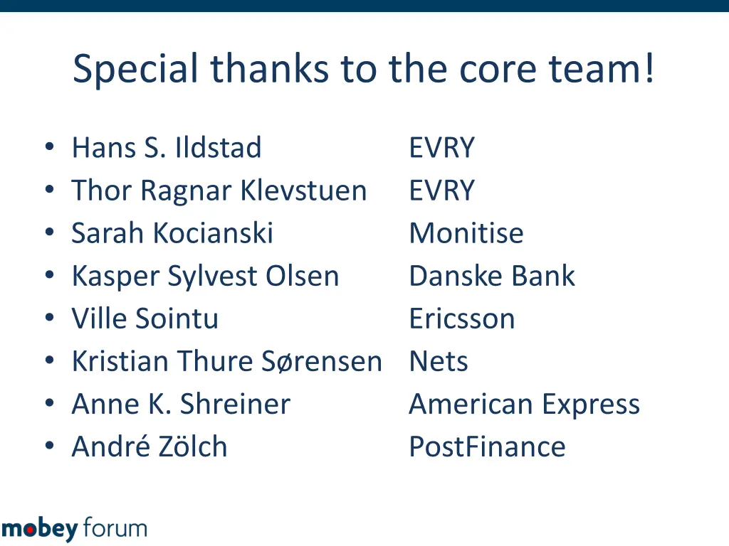 special thanks to the core team