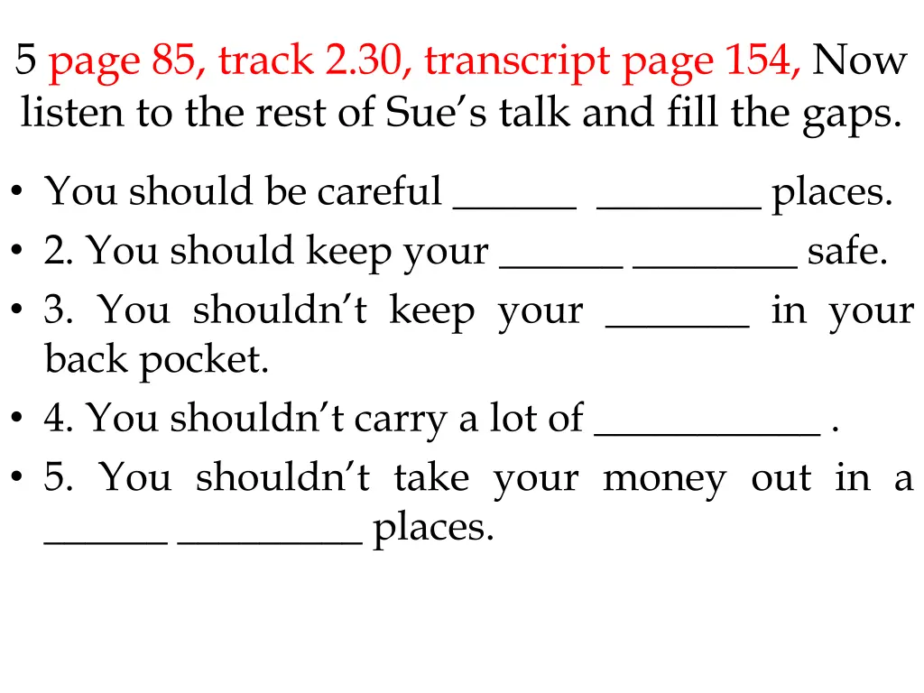 5 page 85 track 2 30 transcript page