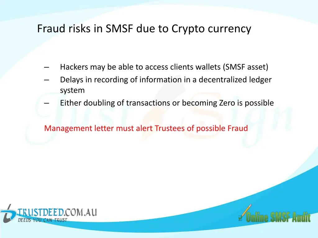 fraud risks in smsf due to crypto currency