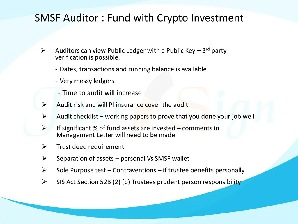 smsf auditor fund with crypto investment