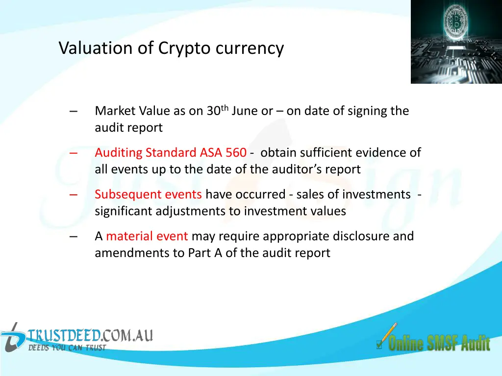 valuation of crypto currency