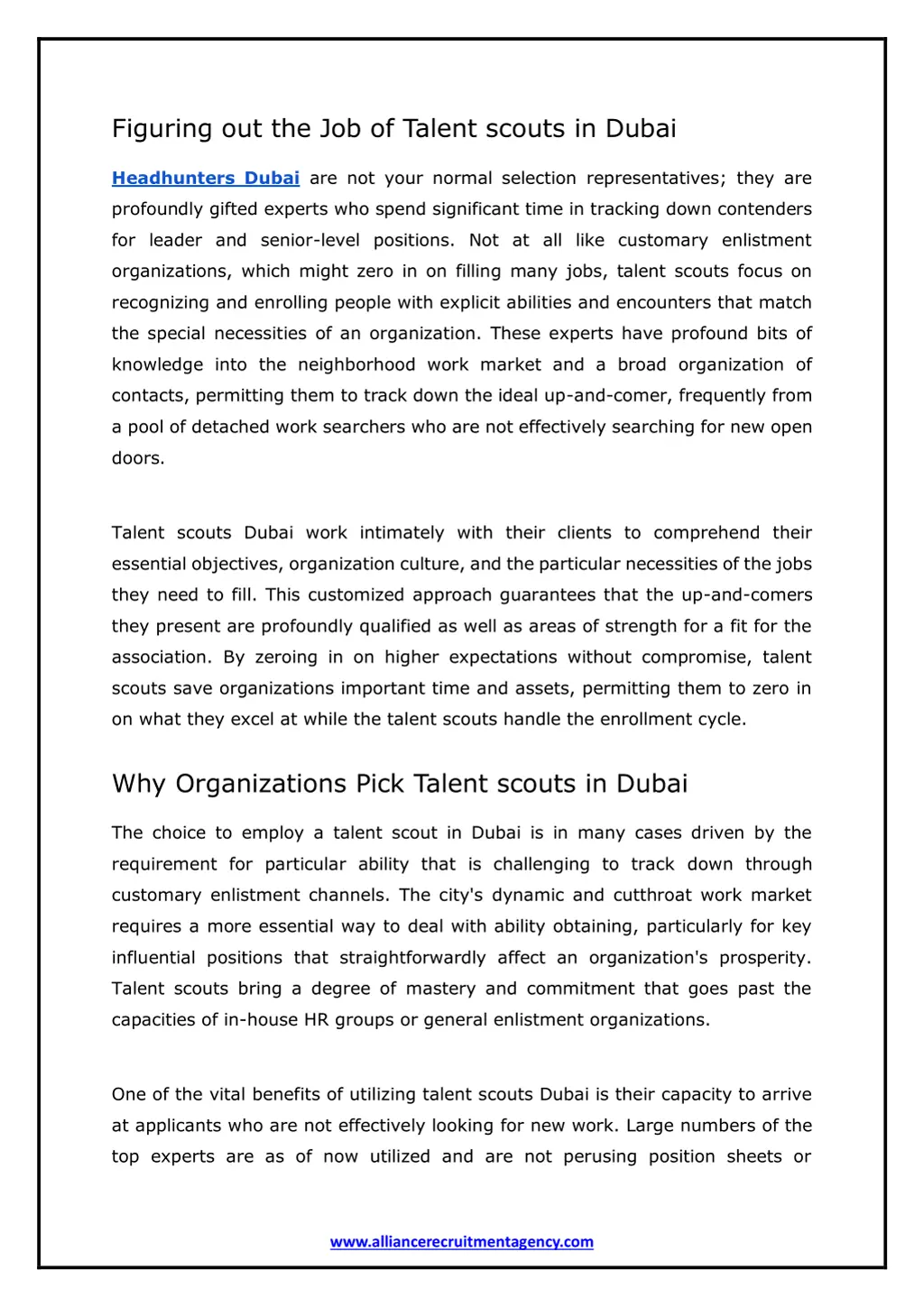 figuring out the job of talent scouts in dubai