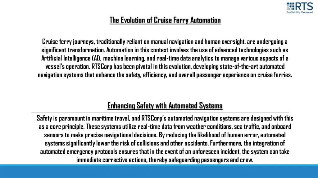 the evolution of cruise ferry automation