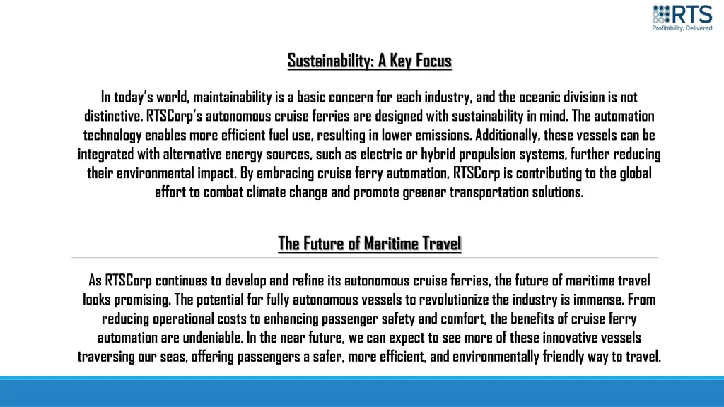 sustainability a key focus