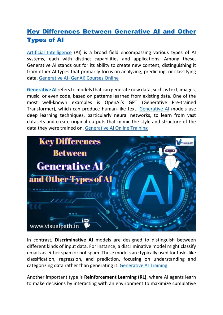 key differences between generative ai and other