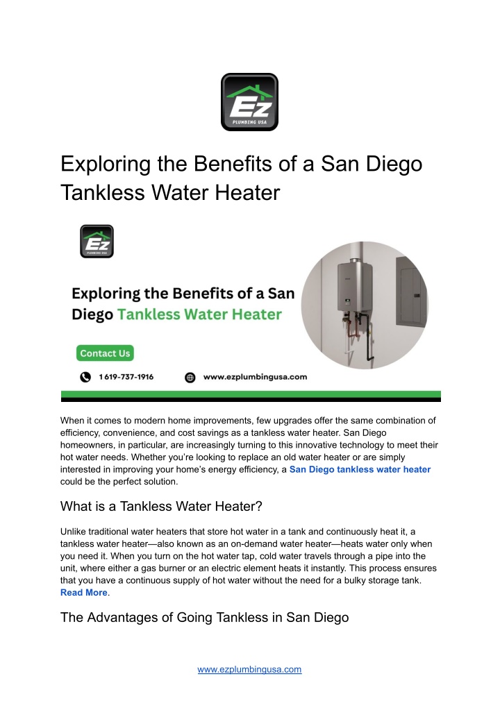 exploring the benefits of a san diego tankless