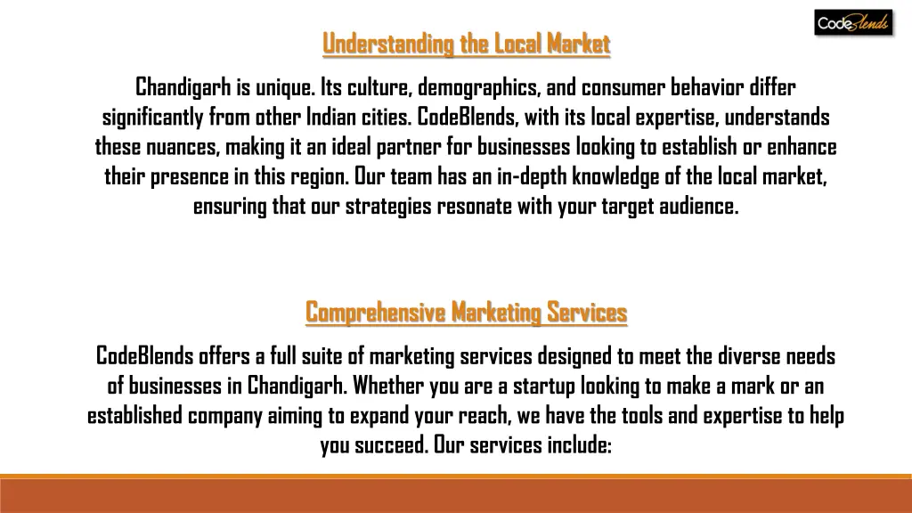 understanding the local market